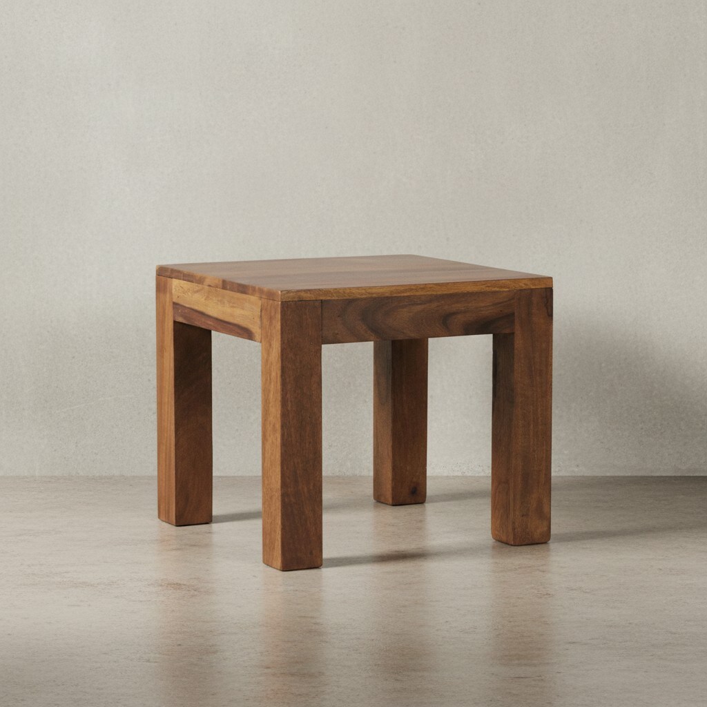 KADIMA DESIGN Massivholz-Tisch NAKO: Handgefertigt, 45x40x45 cm, Sheeshamholz, 50kg Belastbarkeit 