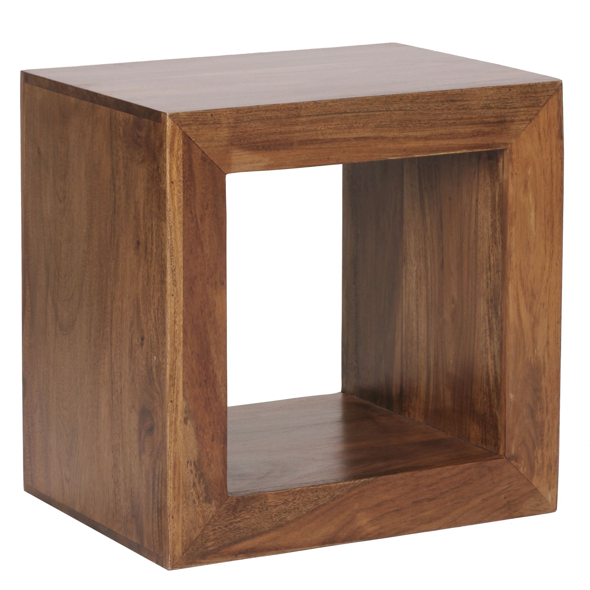 KADIMA DESIGN Sheesham Holz Standregal/Beistelltisch: Geradlinig, Handgefertigt, 44x44x33 cm. 