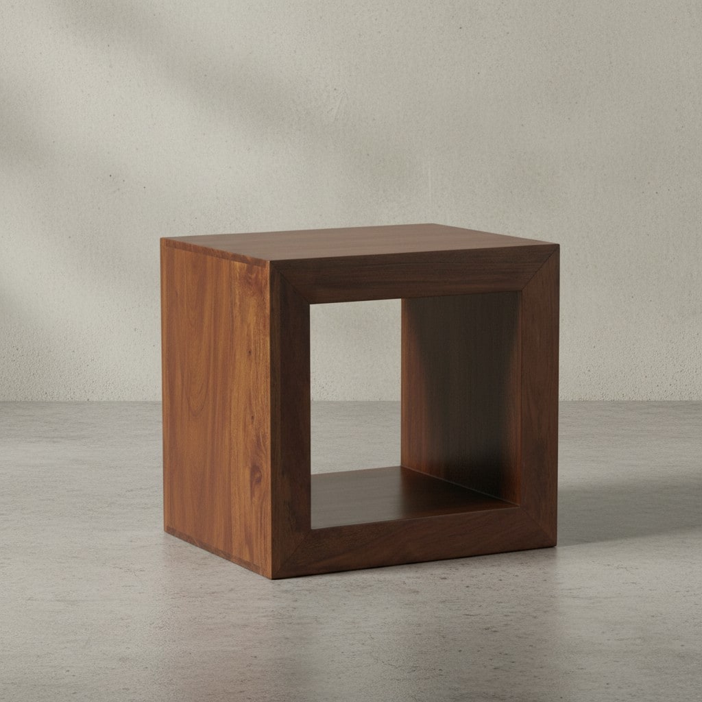 KADIMA DESIGN Sheesham Holz Standregal/Beistelltisch: Geradlinig, Handgefertigt, 44x44x33 cm.
