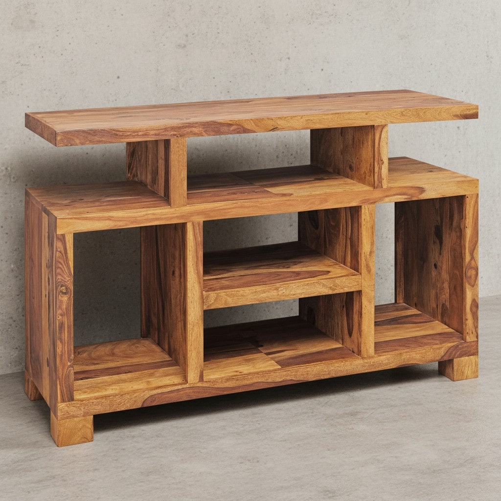 KADIMA DESIGN Sheesham-Holz Sideboard im Landhausstil, 115x76x40 cm, Multifunktionale TV-Kommode