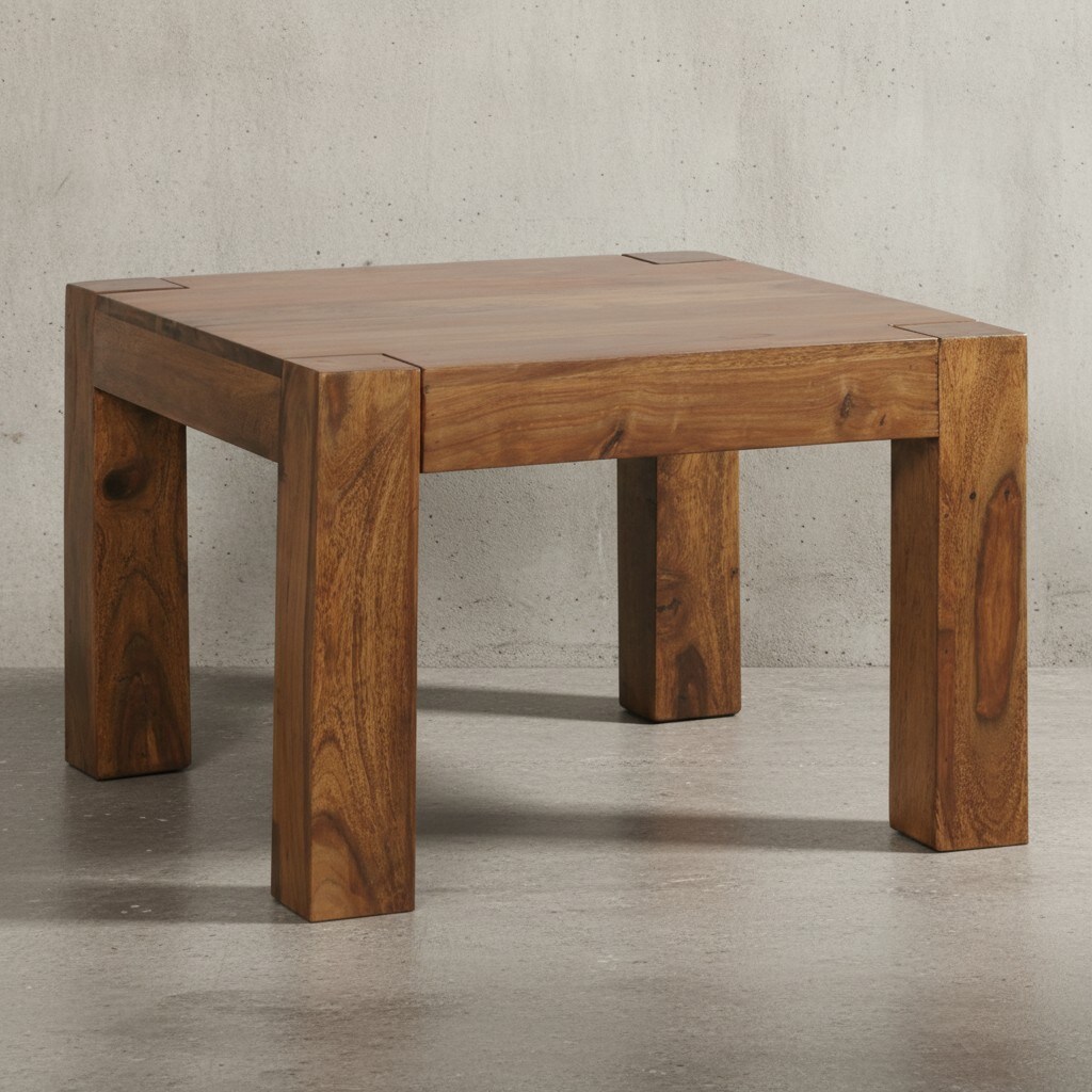 KADIMA DESIGN Rustikaler Couchtisch NAKO: Massivholz, quadratisch, handgefertigt, pflegeleicht.