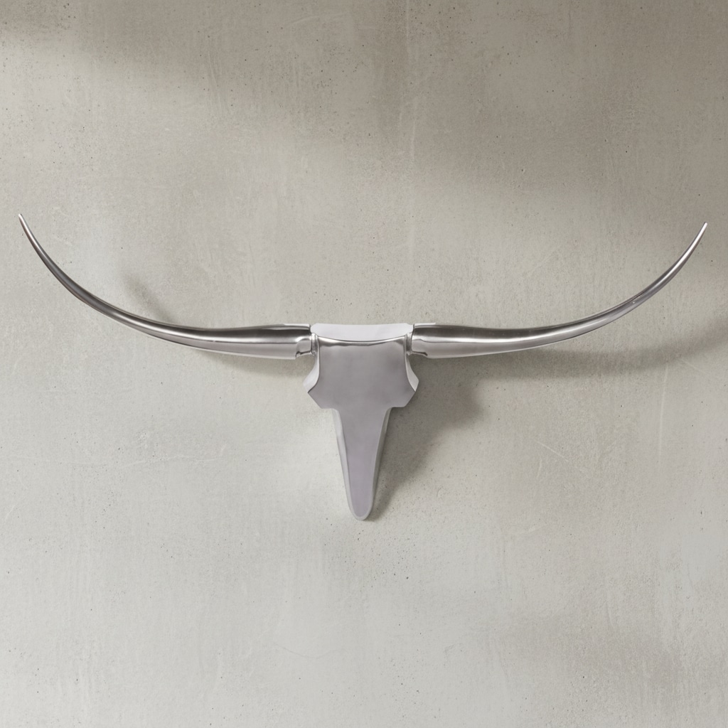 KADIMA DESIGN Bull Geweih L Wanddekoration, stilvoll aus Aluminium, 125 cm, handgefertigt, modernes Design, für ein elegantes Zuhause