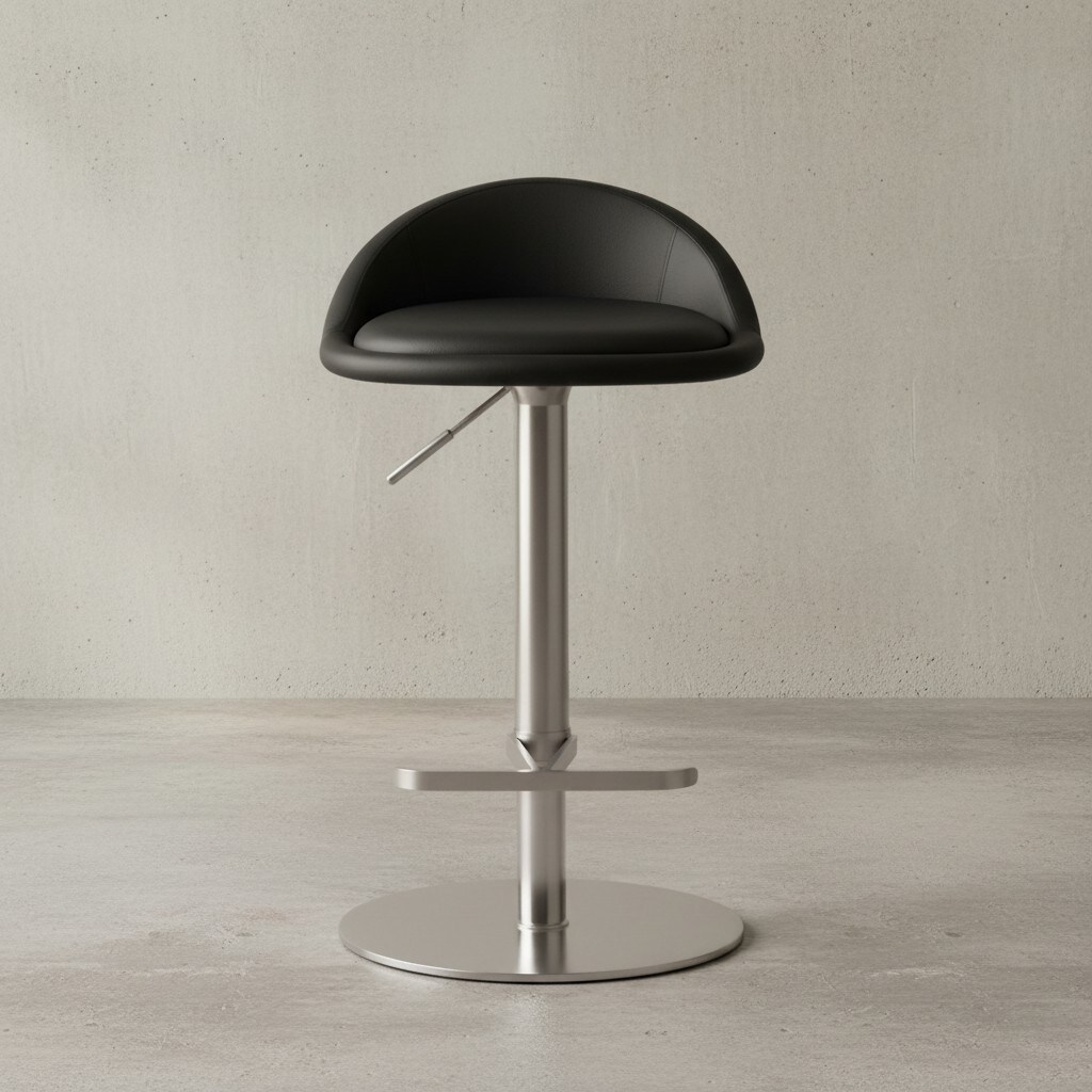 KADIMA DESIGN Barhocker DONAU, h&ouml;henverstellbar, halbrunde R&uuml;ckenlehne, Edelstahl, max. 110 kg Belastung 