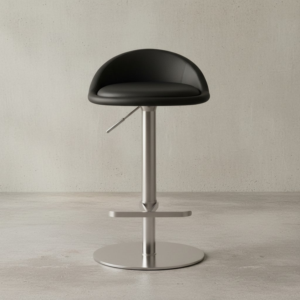KADIMA DESIGN Barhocker DONAU, höhenverstellbar, halbrunde Rückenlehne, Edelstahl, max. 110 kg Belastung