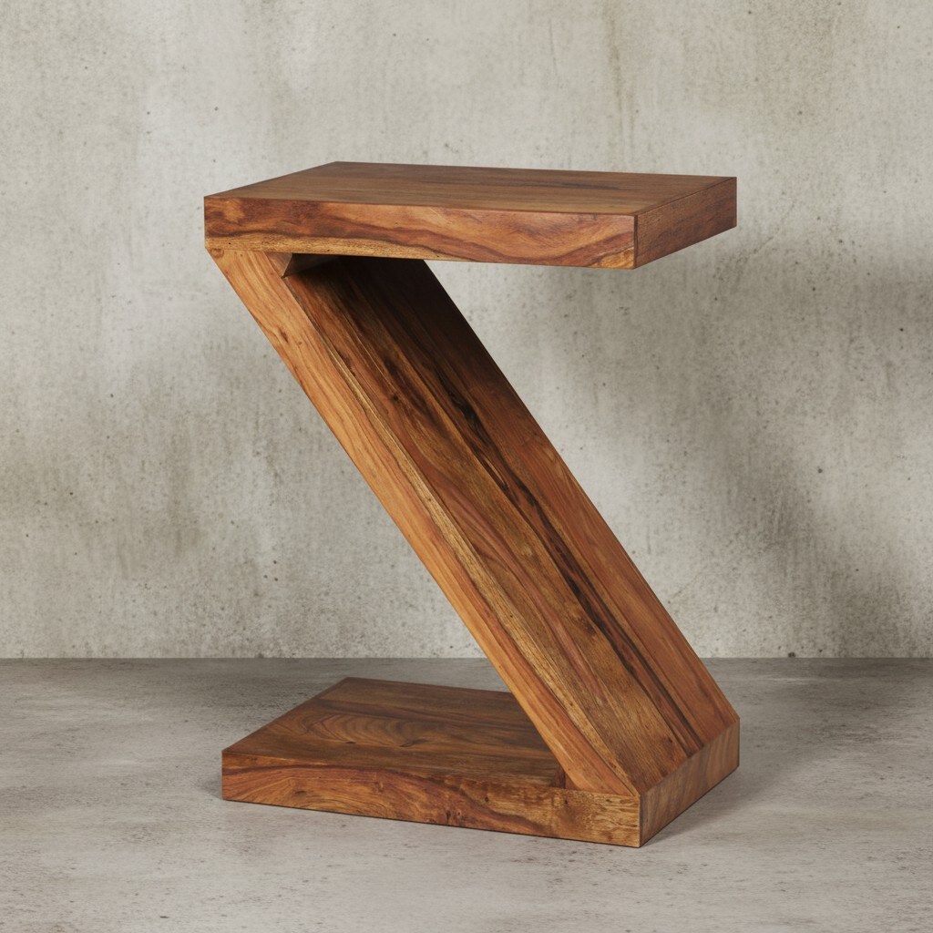 KADIMA DESIGN Beistelltisch "Z" Cube: Akazie/Sheesham, Z-Form, 44x59x30 cm, handgefertigt, vielseitig nutzbar.