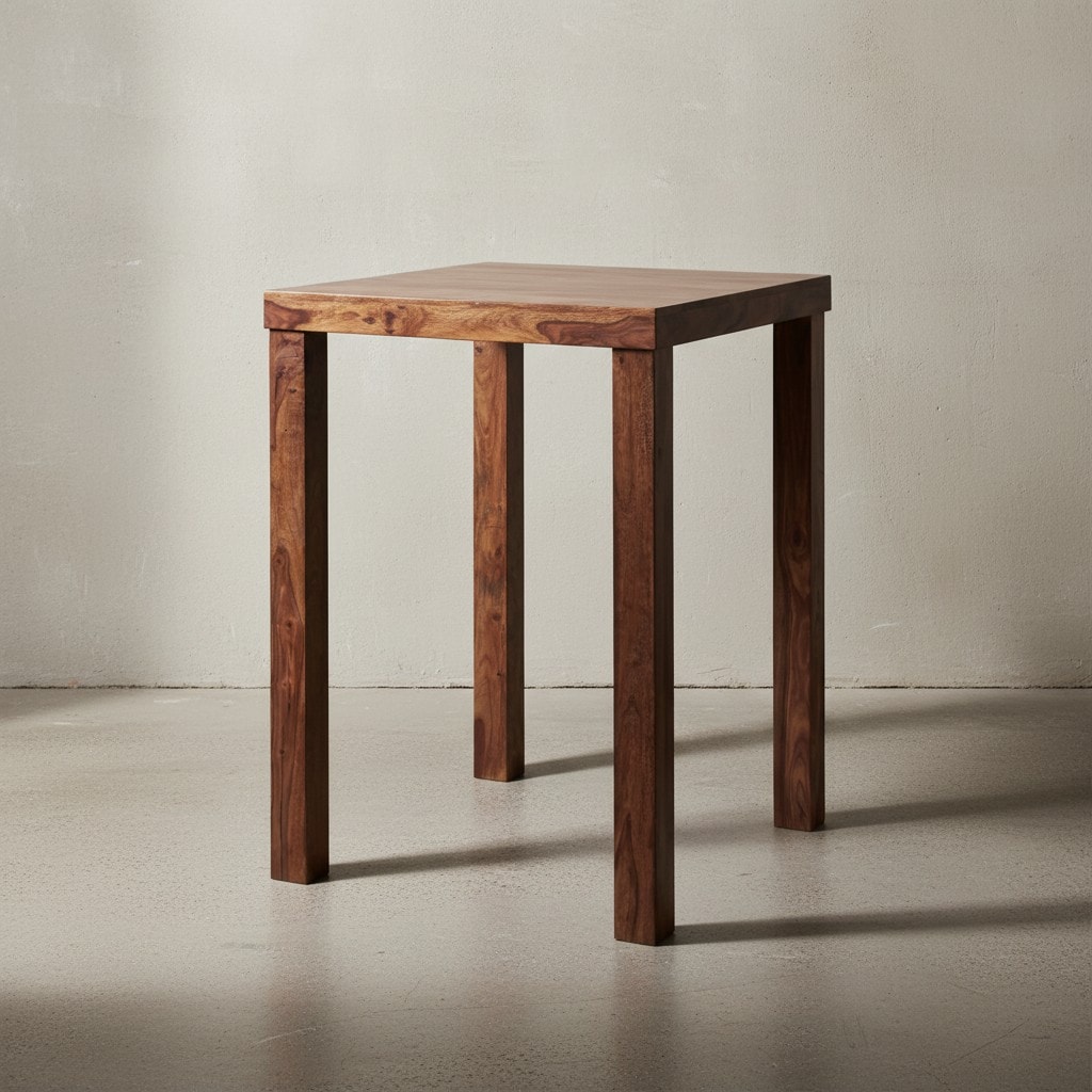 KADIMA DESIGN Rustikaler Sheeshamholz Bartisch, Stabile Konstruktion, Einzigartiges Design 