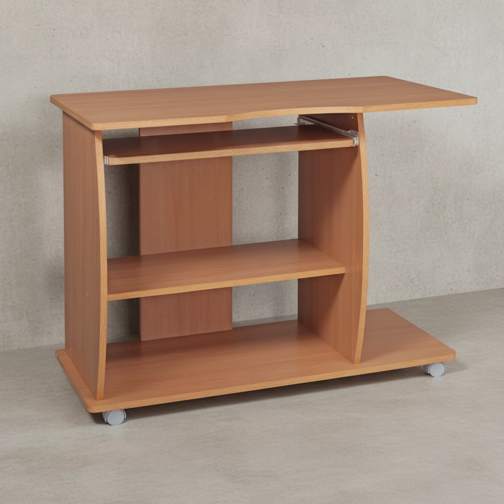 KADIMA DESIGN Laptoptisch Computertisch: 3D-Ecken, Stauraum, 90x50x71 cm, Spanplattenkonstruktion, Rollen.