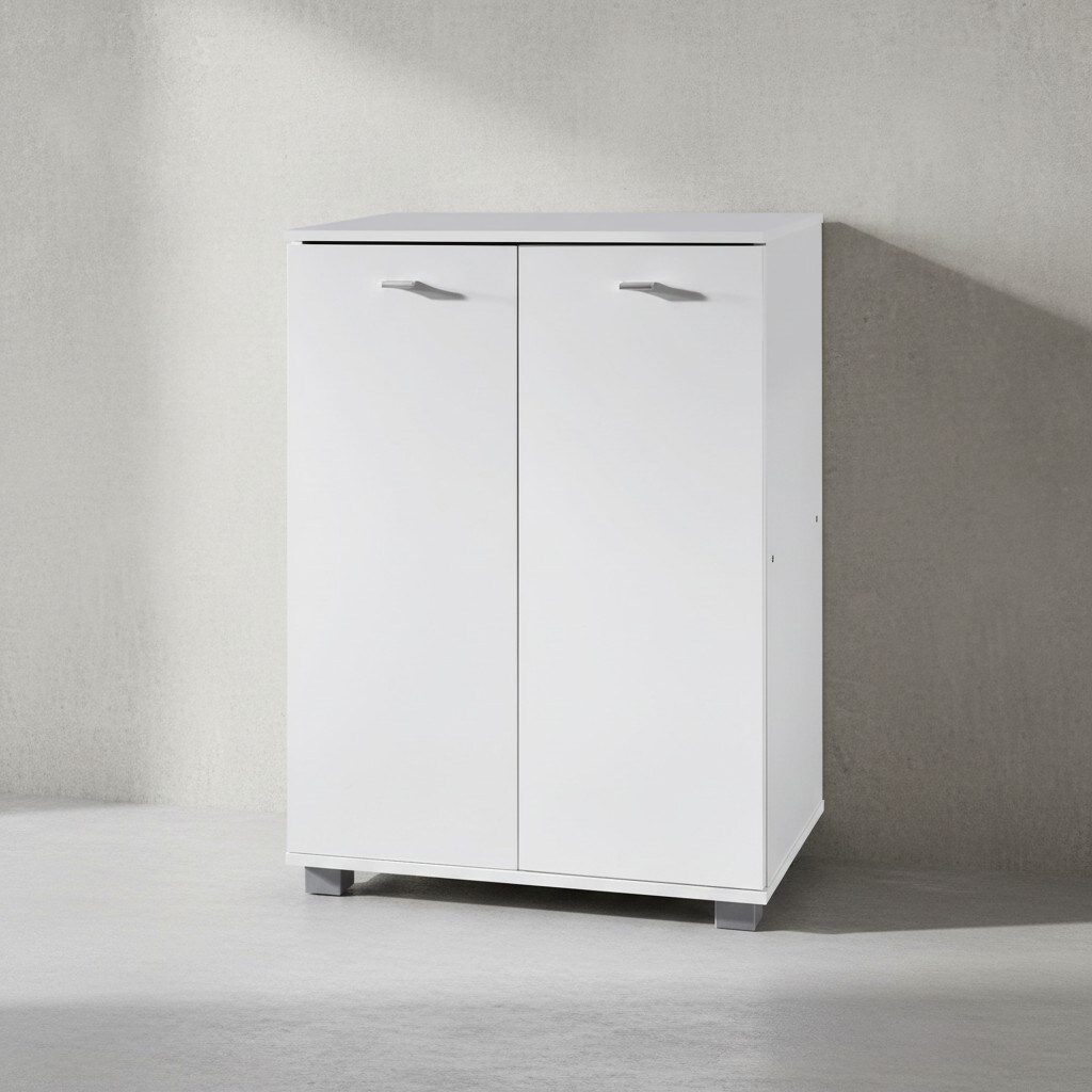 KADIMA DESIGN Schuhschrank-Kommode für bis zu 12 Paar Schuhe, 2 Türen, 3 Einlegeböden, in Weiß