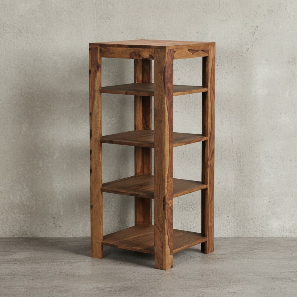 KADIMA DESIGN Massivholz Bücherregal: Mehrzweck-Stauraum, Sheesham, 4 Böden, handgefertigt, pflegeleicht.