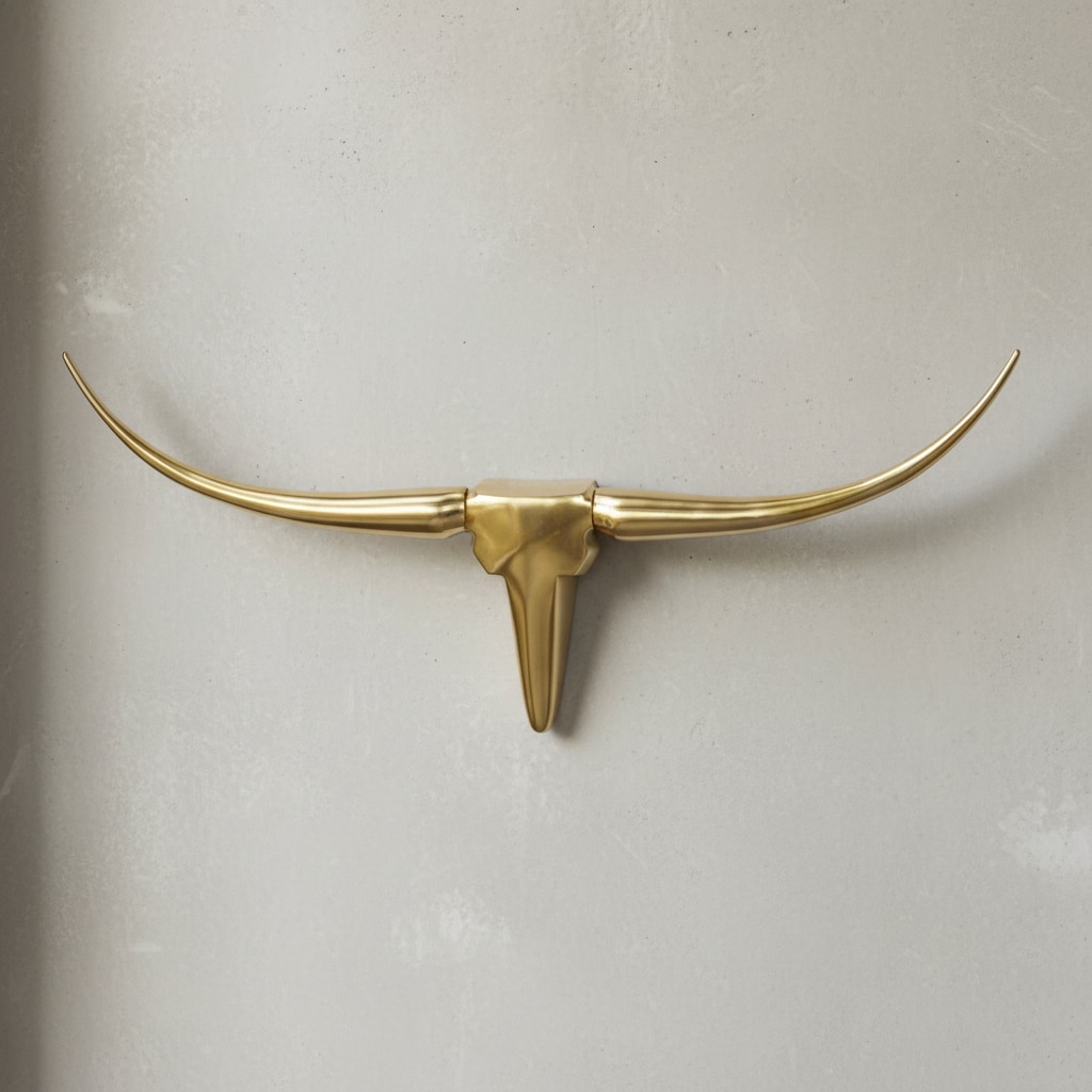 KADIMA DESIGN Deko Geweih Bull "L", Aluminium, 125x60x10 cm, Gold - Exklusive Wanddekoration