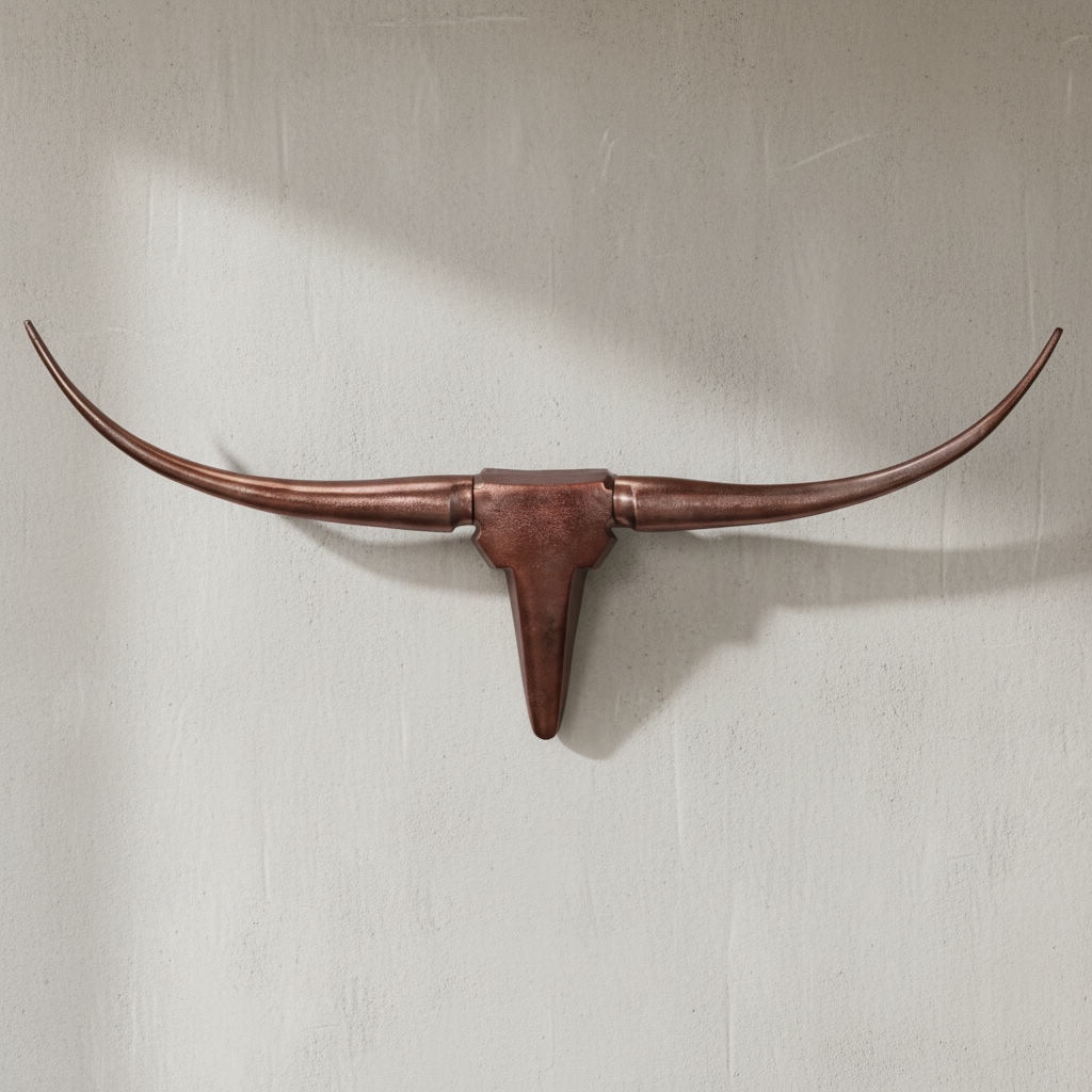 KADIMA DESIGN Dekoratives Bull Geweih M, Aluminium, 100x40 cm, für einzigartiges Jagdambiente, hochwertige Verarbeitung, abstraktes Design