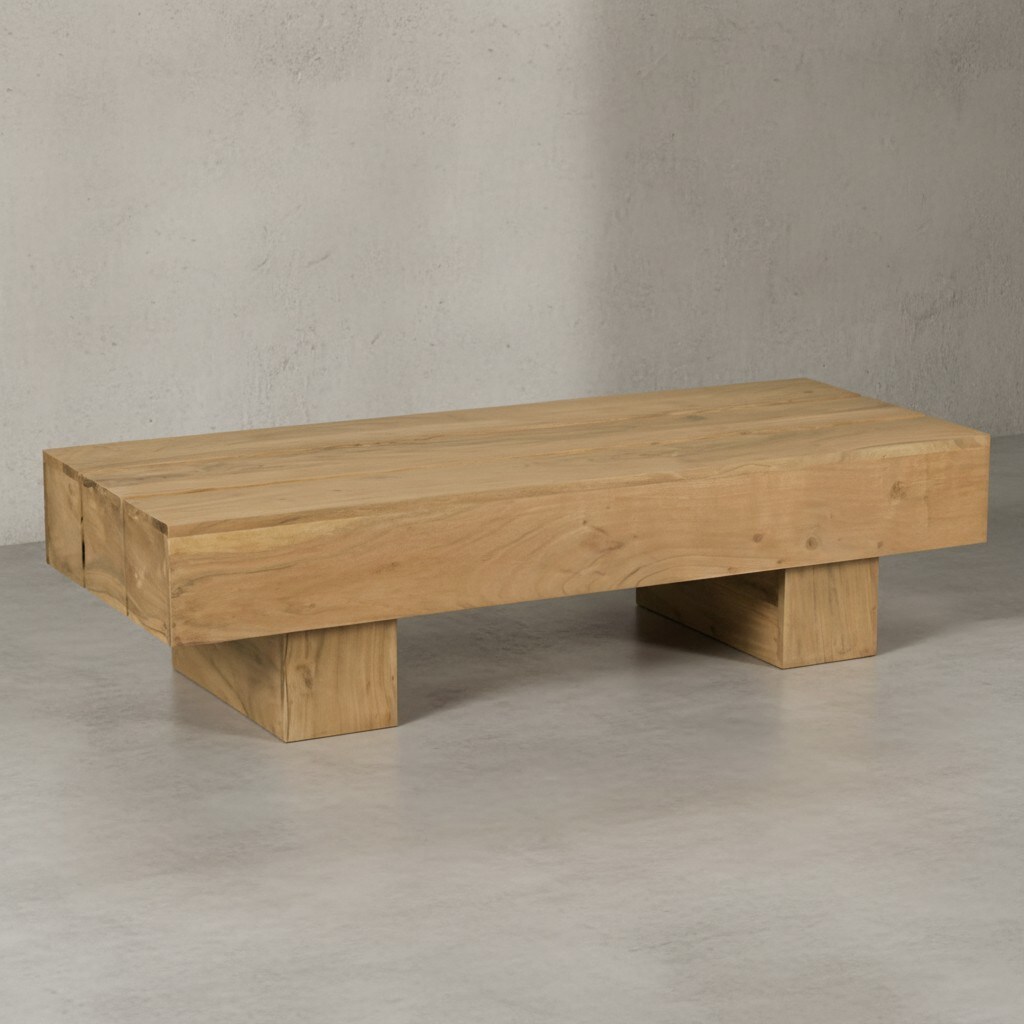 KADIMA DESIGN Massivholz Couchtisch SAAR: 120x45 cm, Akazien-/Sheeshamholz, handgefertigt, pflegeleicht. 