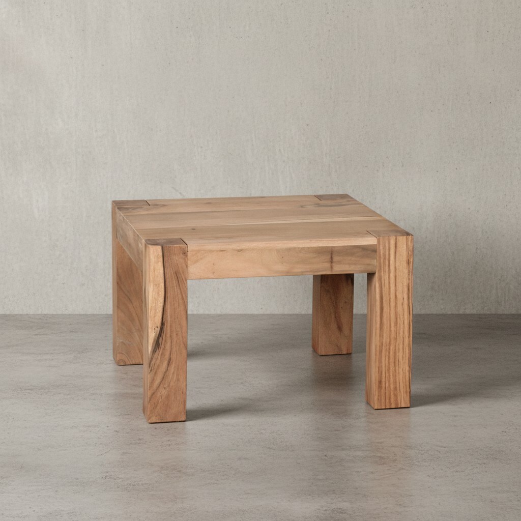 KADIMA DESIGN Rustikaler Couchtisch NAKO: Akazienholz, quadratisch, handgefertigt, pflegeleicht. 