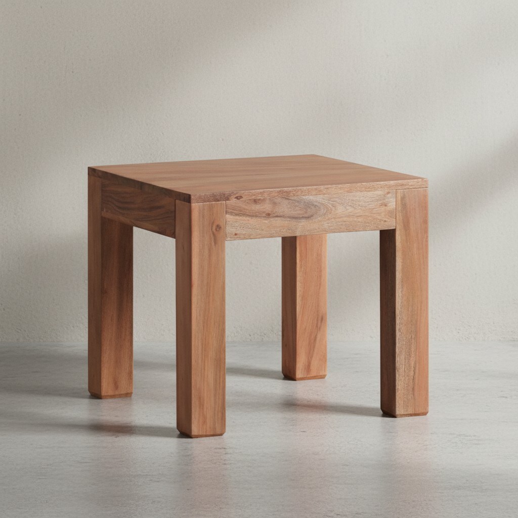 KADIMA DESIGN Massivholz-Tisch NAKO: Handgefertigt, 45x40x45 cm, Akazienholz, 50kg Belastbarkeit
