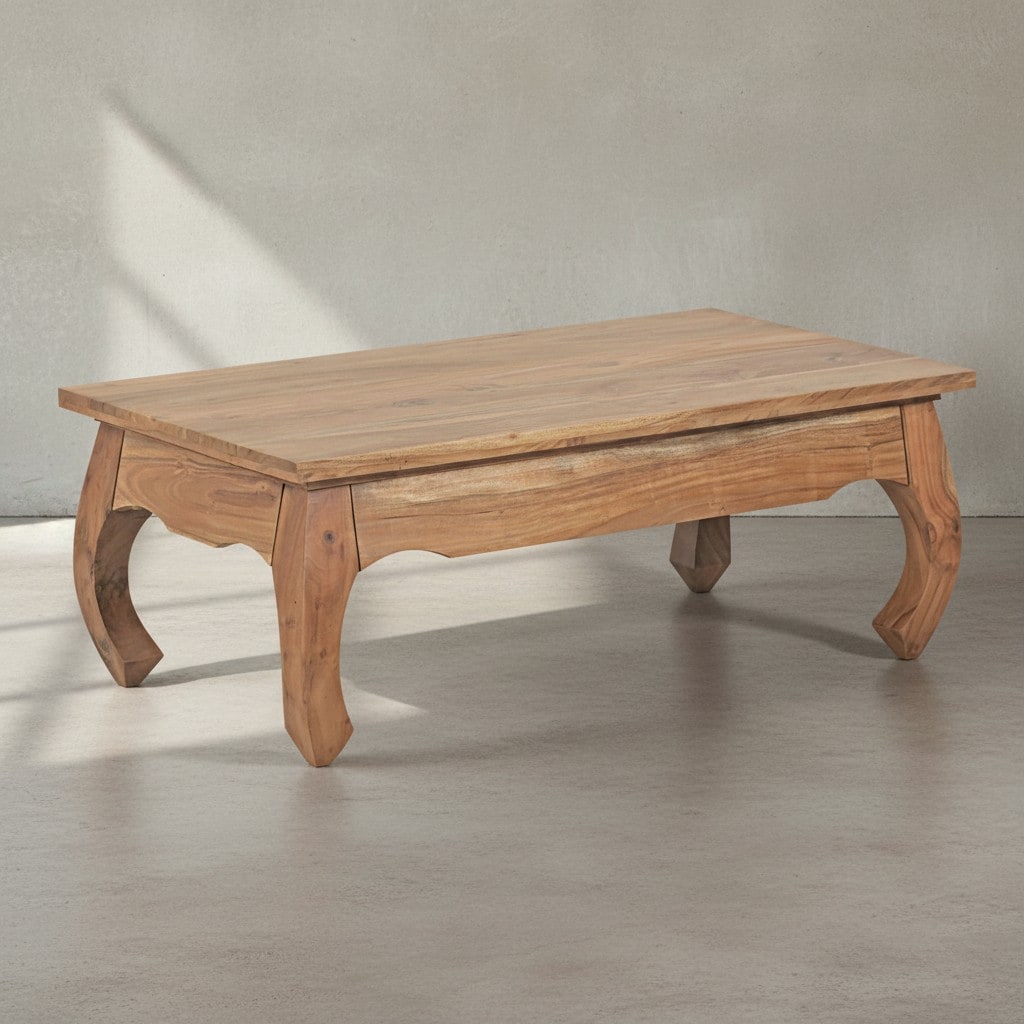 KADIMA DESIGN Couchtisch KANADA: Opium-Form, Massivholz, Akazienholz, handgefertigt, pflegeleicht. 