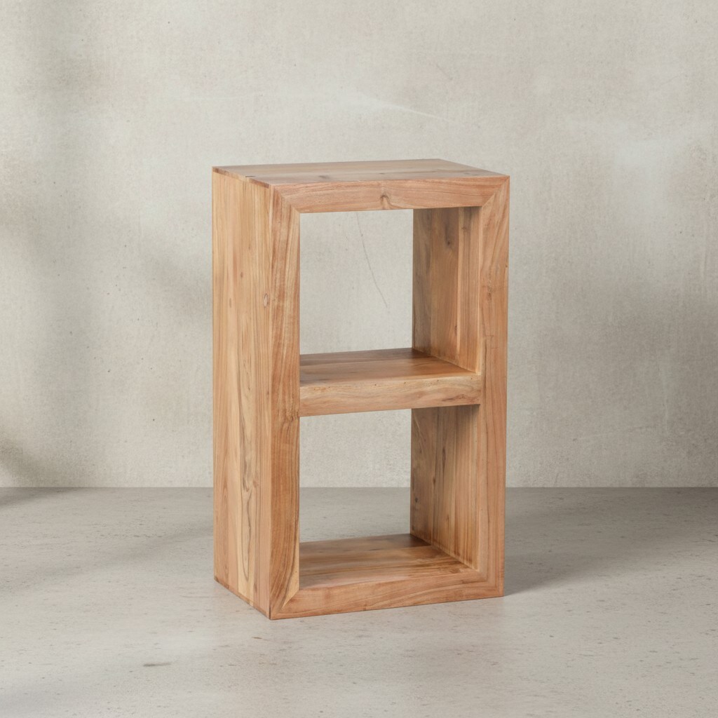 KADIMA DESIGN Rustikales Standregal: Massivholz, Akazie/Sheesham, vielseitig nutzbar, handgefertigt, einfache Pflege.