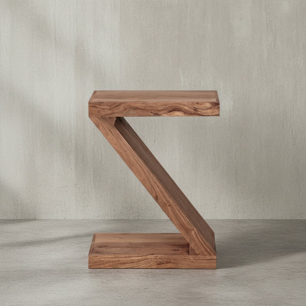 KADIMA DESIGN Beistelltisch "Z" Cube: Akazie/Sheesham, Z-Form, 44x59x30 cm, handgefertigt, vielseitig nutzbar. 