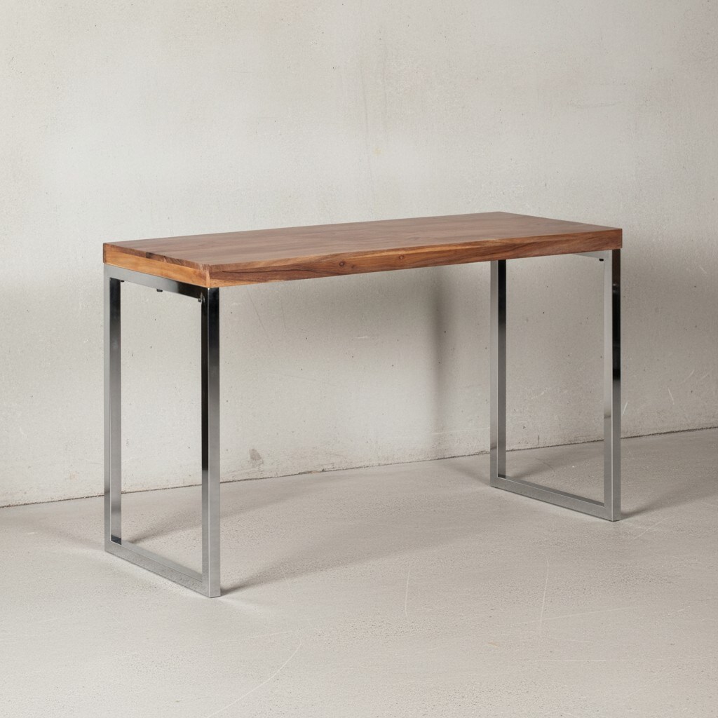 KADIMA DESIGN Konsolentisch ISEN: Flexibel, 120x76x45 cm, Massivholz, Chromgestell, handgefertigt. 
