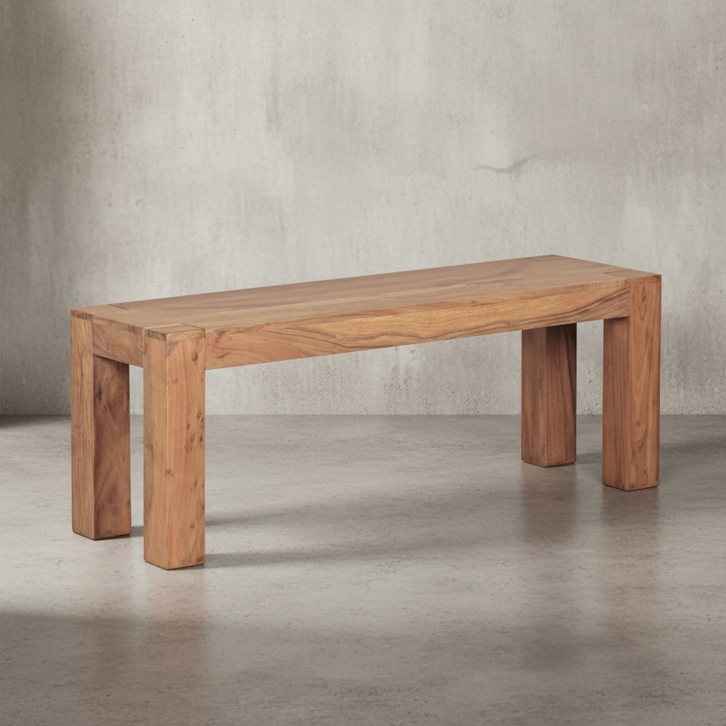 KADIMA DESIGN Sitzbank Landhaus-Stil: Massivholz, Akazie/Sheesham, 120/140/160/180x45 cm, 200/250 kg Belastung, handgefertigt. 