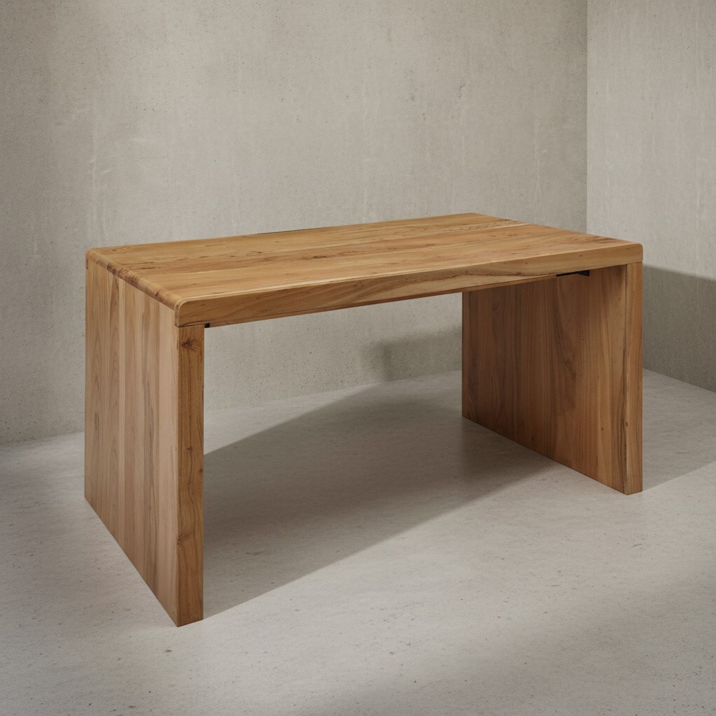 KADIMA DESIGN Schreibtisch TEKO: Massivholz Sheesham, 160x80 cm, Stauraum, abgerundete Ecken, stabil.