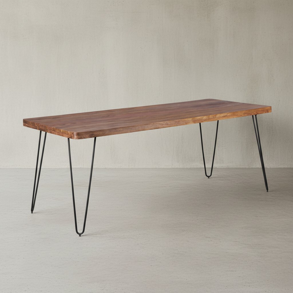KADIMA DESIGN Esstisch BALU Massivholz: 4 Metallbeine, handgefertigtes Unikat, einfacher Aufbau 