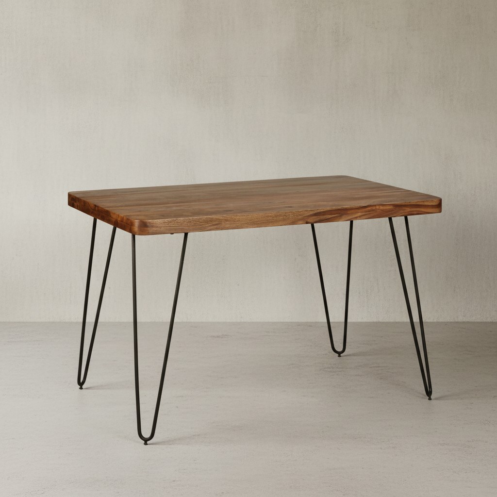 KADIMA DESIGN Esstisch BALU Massivholz: 4 Metallbeine, handgefertigtes Unikat, einfacher Aufbau 