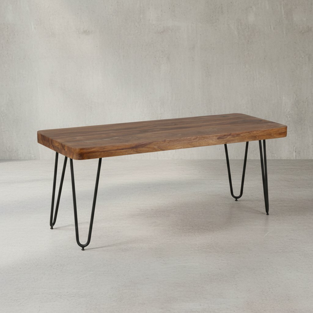 KADIMA DESIGN Sitzbank BALU Massivholz: Landhausstil, verschiedene Größen, Metallbeine, einfache Pflege