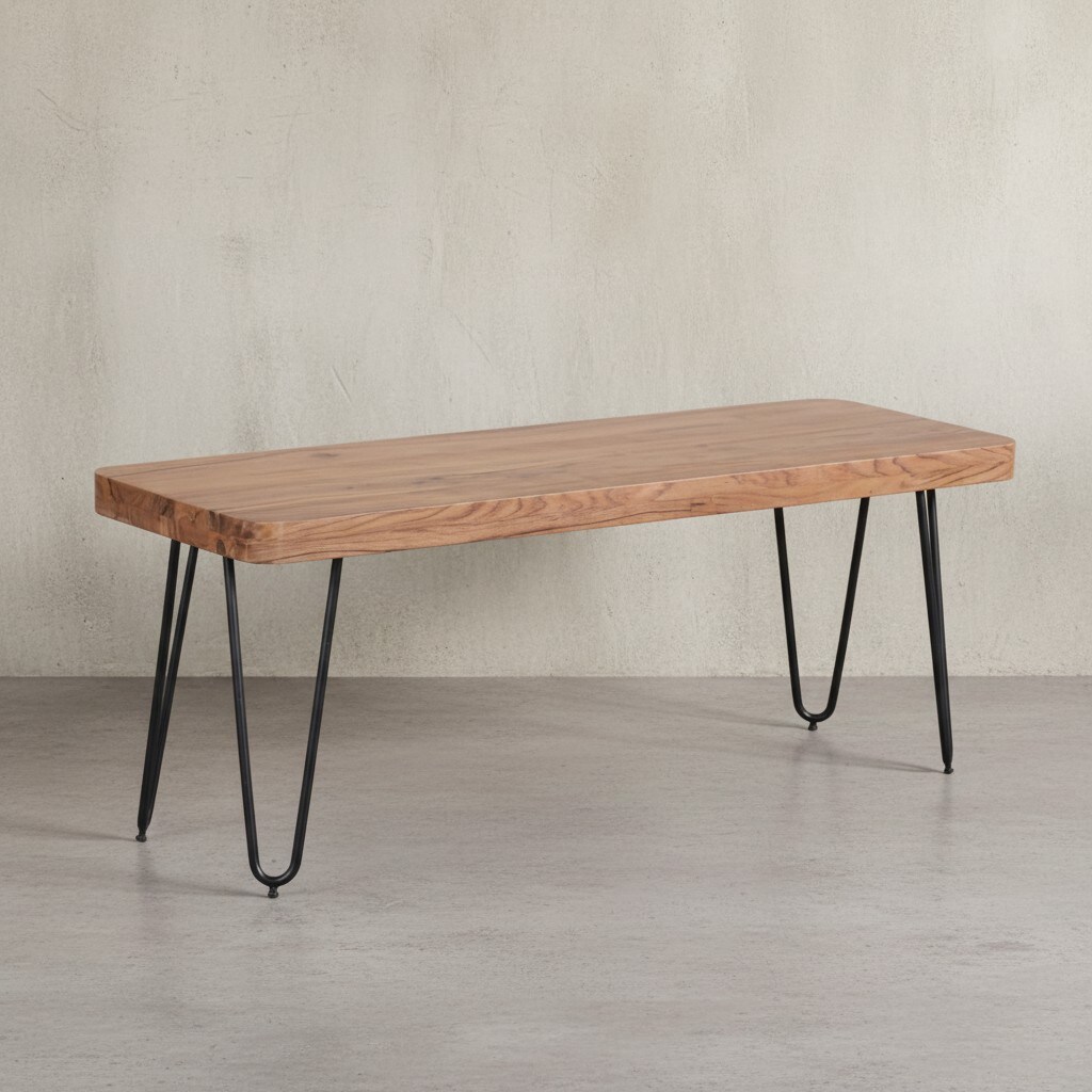 KADIMA DESIGN Sitzbank BALU Massivholz: Landhausstil, 120 cm, Metallbeine, einfache Pflege