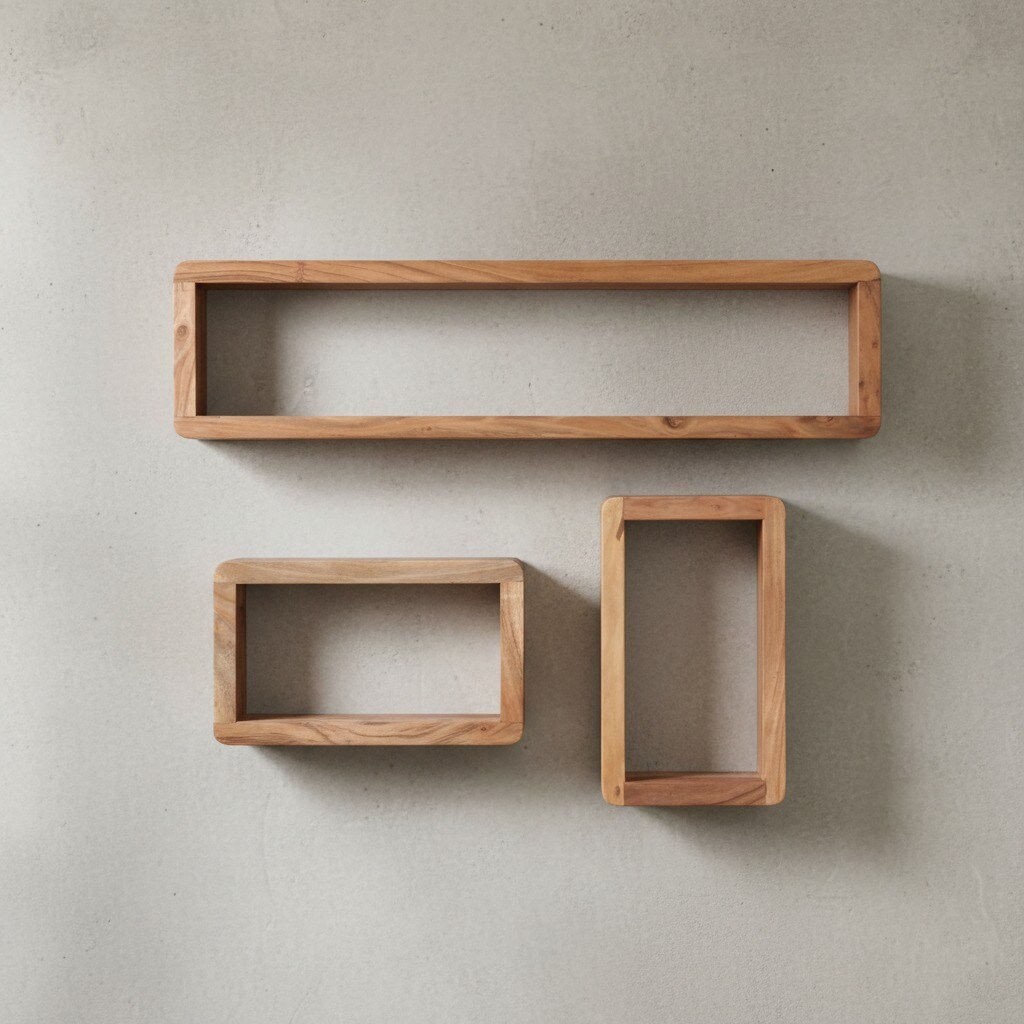 KADIMA DESIGN Wandregal Set TEKO CUBES: 3-teilig, abgerundete Ecken, hohe Belastbarkeit, Massivholz