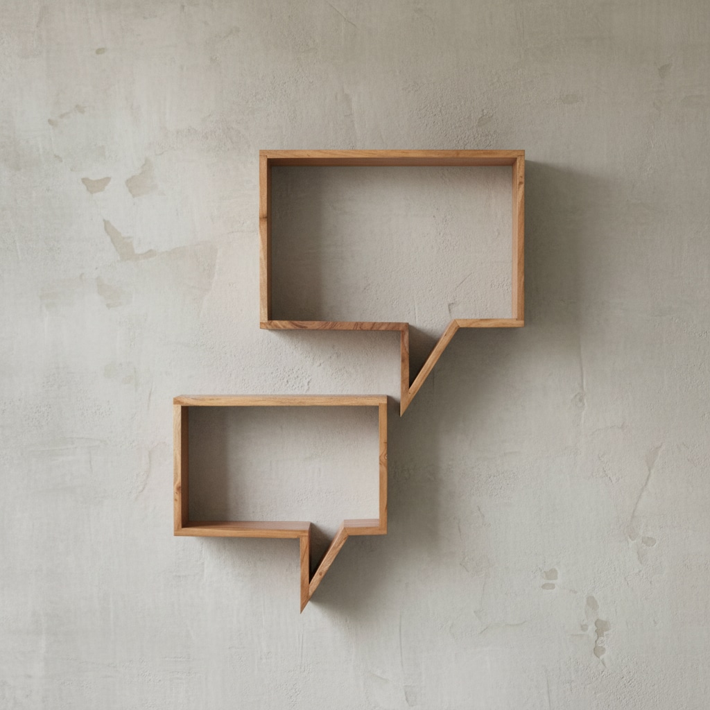 KADIMA DESIGN Wandregal Set NAKO Massivholz: Zeitungsablage, Sprechblasen Design, inkl. Montagematerial 