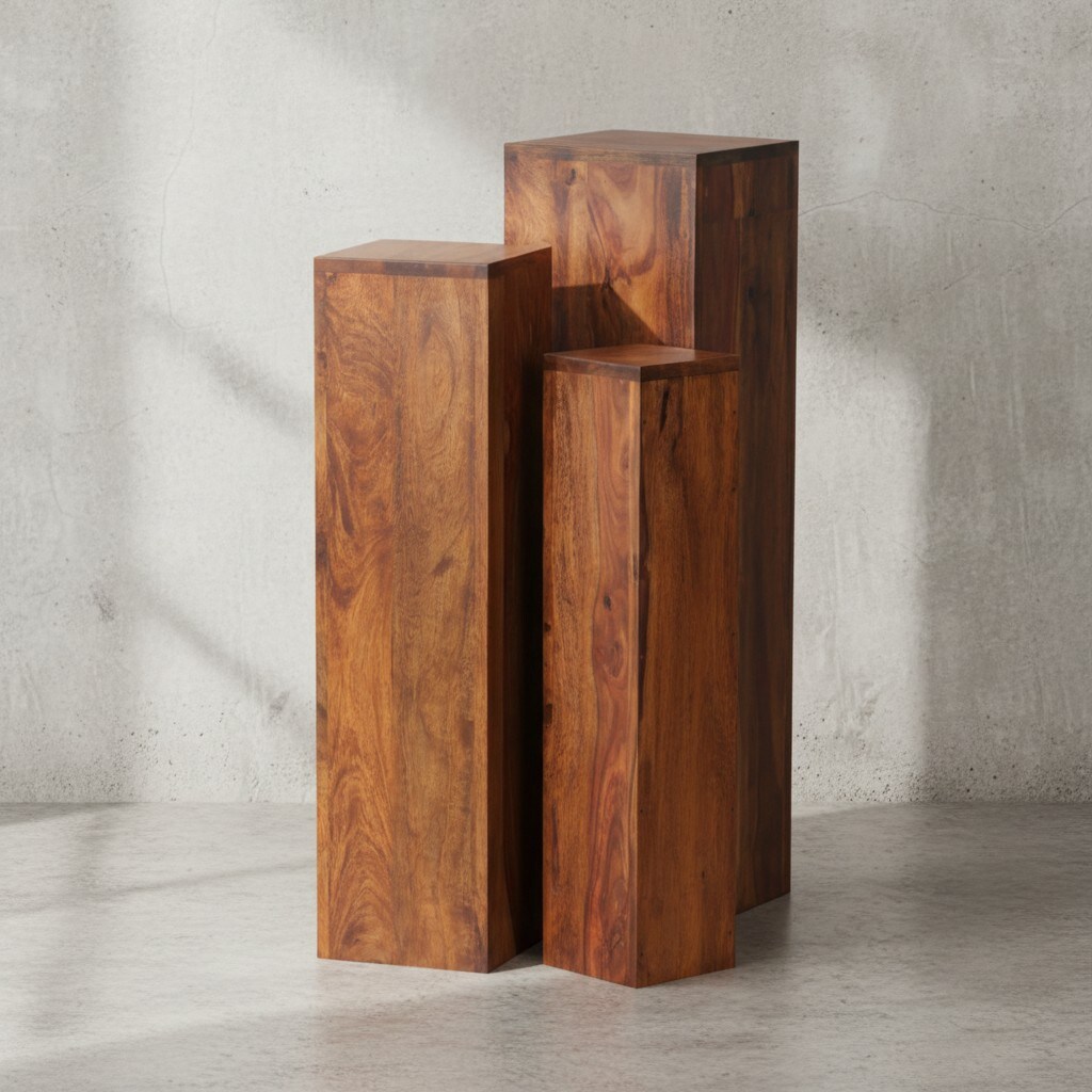 KADIMA DESIGN Beistelltisch-Sets Massivholz: 3-teilig, einzigartige Maserung, ineinander verstaubar 