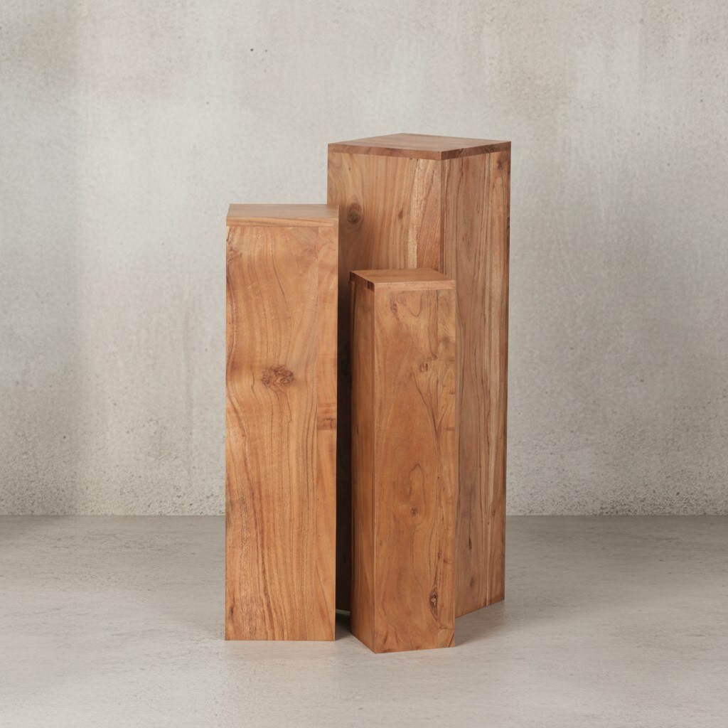 KADIMA DESIGN Beistelltisch-Sets Massivholz: 3-teilig, einzigartige Maserung, ineinanderschiebbar