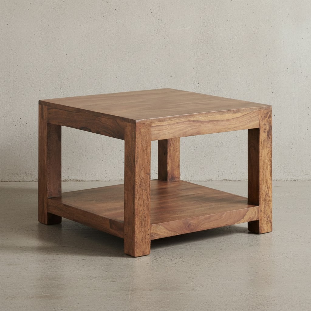 KADIMA DESIGN Couchtisch NAKO Massivholz: Landhausstil, Ablagefach, robust, pflegeleicht 