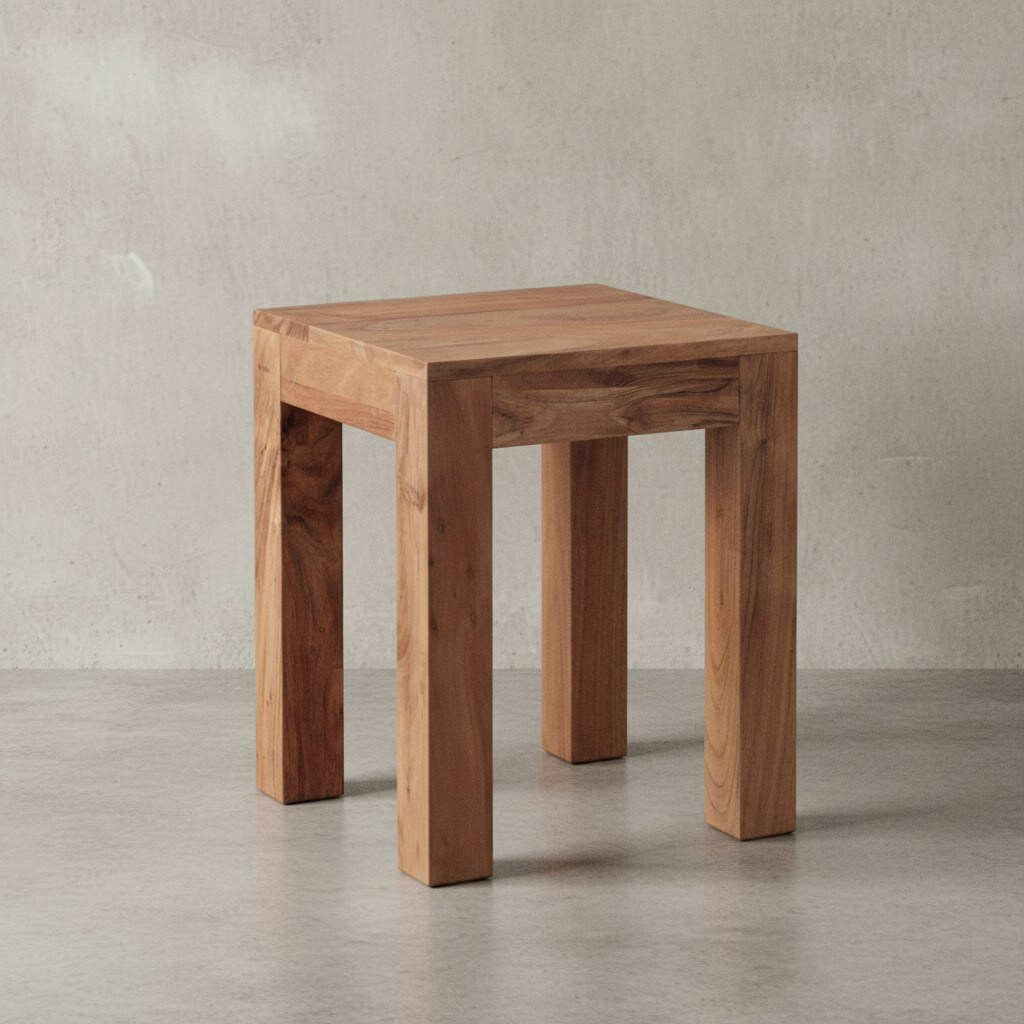 KADIMA DESIGN Massivholz-Tisch NAKO: Handgefertigt, 45x40x45 cm, Sheeshamholz, 50kg Belastbarkeit