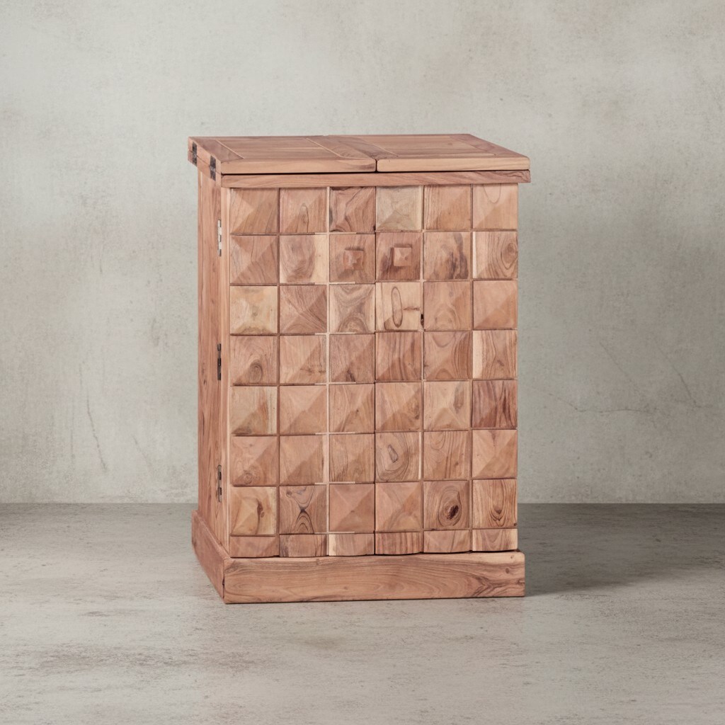 KADIMA DESIGN SAAR Massivholz Hausbar 65x91x50 cm, Ausklappbare Weinbar, Barschrank mit T&uuml;ren 