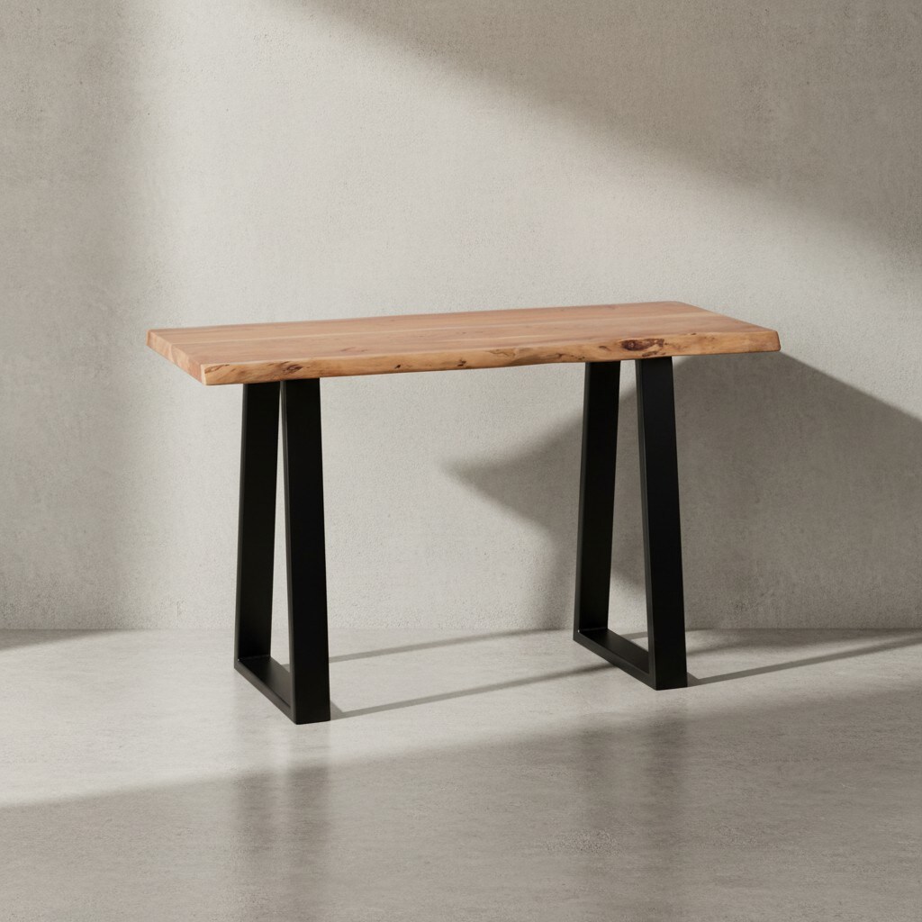 KADIMA DESIGN Landhausstil Konsolentisch Akazienholz - Vielseitig, Robuste Metallf&uuml;&szlig;e, Unbehandeltes Holz, Kompakt, KADIMA DESIGN 