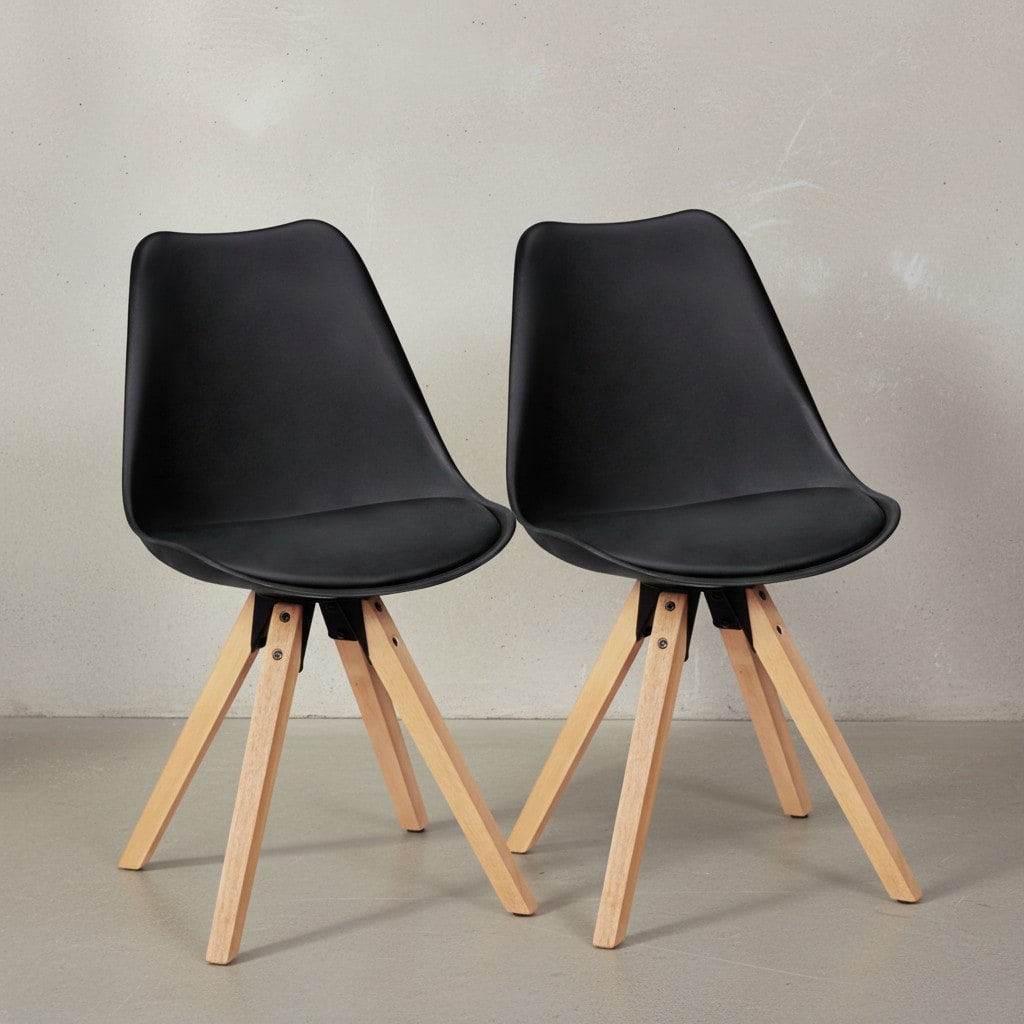 KADIMA DESIGN 2er Set Esszimmerst&uuml;hle LUND: Kunstlederbezug und Holzbeine, Skandinavisches Design, Komfortables Sitzen, Verschiedene Farben 