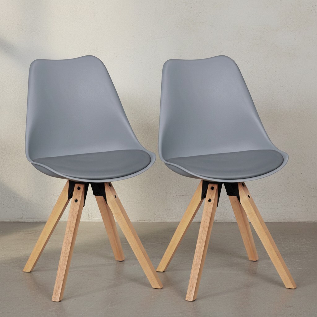 KADIMA DESIGN 2er Set Esszimmerstühle LUND: Kunstlederbezug und Holzbeine, Skandinavisches Design, Komfortables Sitzen, Verschiedene Farben