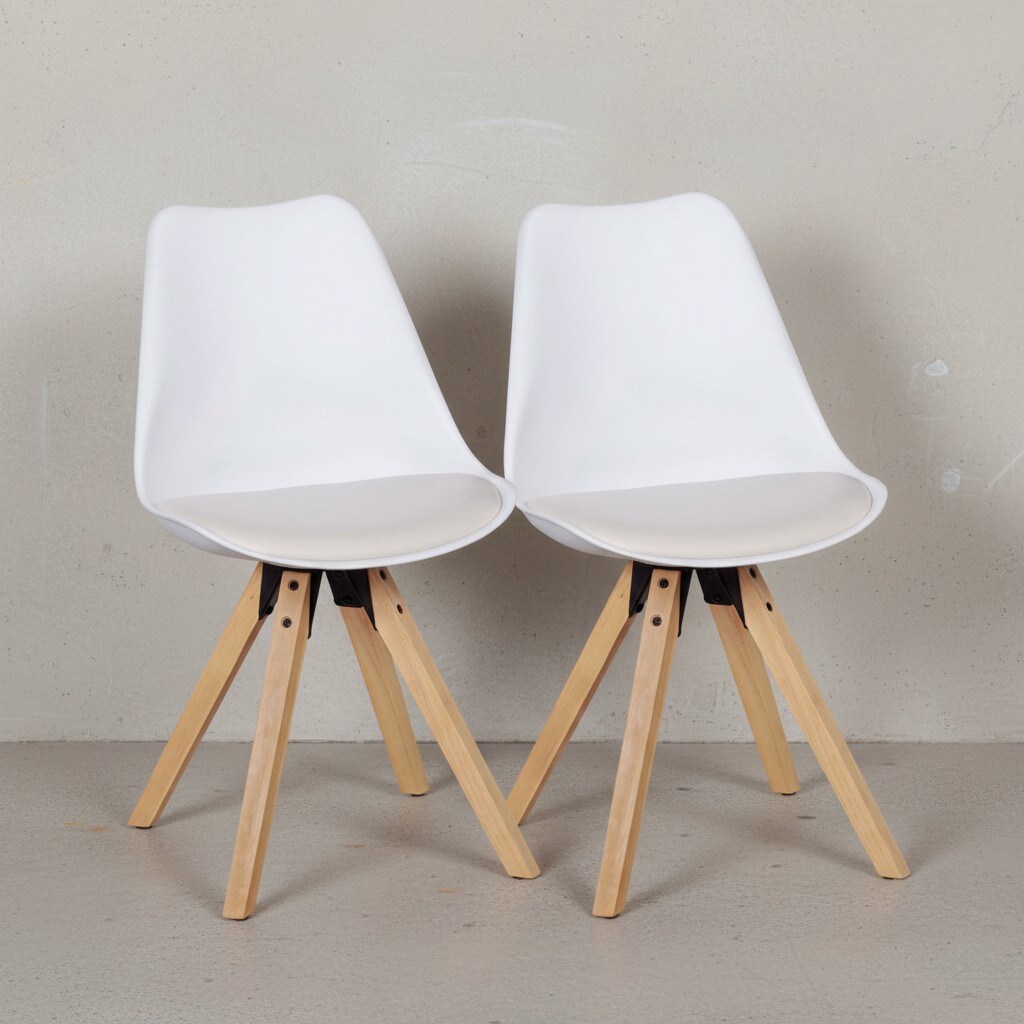 KADIMA DESIGN 2er Set Esszimmerst&uuml;hle LUND: Kunstlederbezug und Holzbeine, Skandinavisches Design, Komfortables Sitzen, Verschiedene Farben 