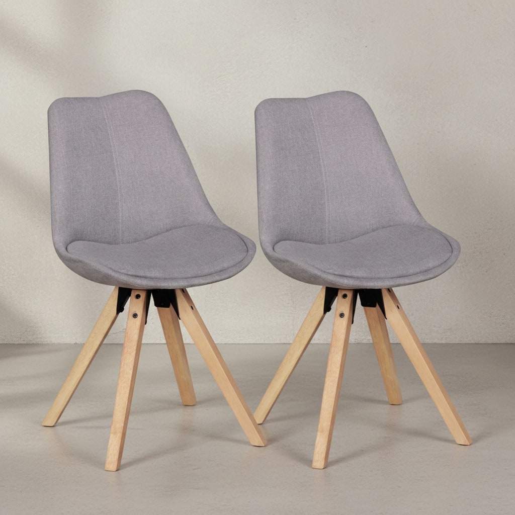 KADIMA DESIGN 2er Set Esszimmerstühle LUND: Stoffbezug und Holzbeine, Skandinavisches Design, Komfortables Sitzen, Verschiedene Farben
