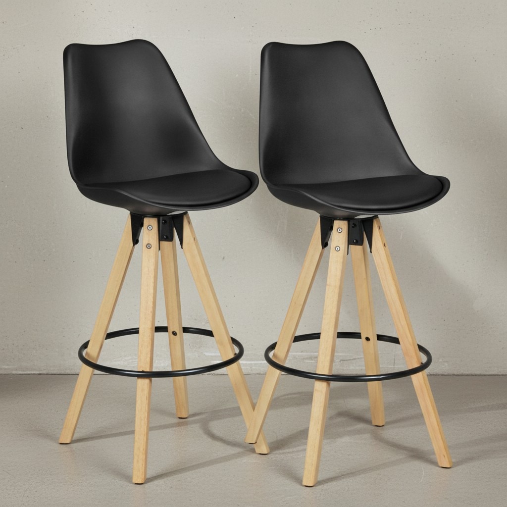 KADIMA DESIGN Komfort Barhocker Set: Ergonomische Sitzschale, Holzbeine, verschiedene Farben 