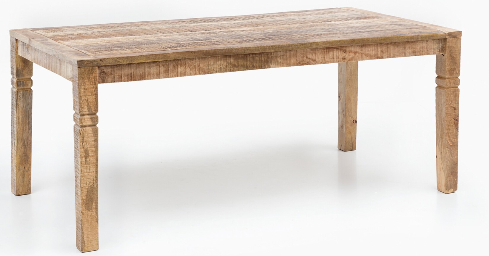 KADIMA DESIGN Rustikaler Mango-Holz Esstisch, 120 cm, Landhaus-Stil - Stilvoll mit Schnitzereien