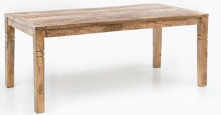 KADIMA DESIGN Rustikaler Mango-Holz Esstisch, 120 cm, Landhaus-Stil - Stilvoll mit Schnitzereien 