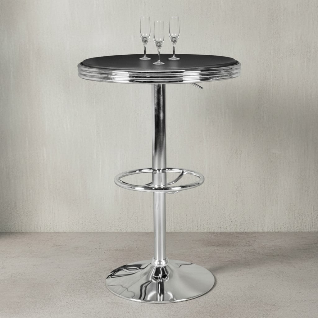 KADIMA DESIGN Retro-Bartisch, Verstellbare H&ouml;he, Aluminium-Look, Kunstleder - Trendig & Stabil 