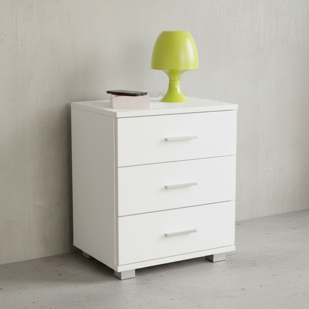 KADIMA DESIGN Nachtkonsole ANAPO Holz: Modern, 4 Standf&uuml;&szlig;e, Schwarz/Silber, melaminharzbeschichtet 