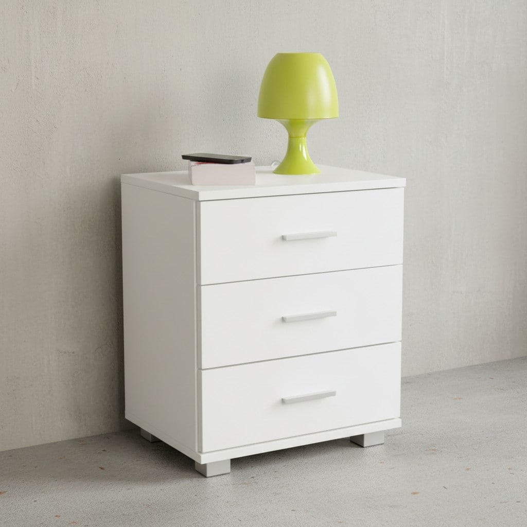 KADIMA DESIGN Nachtkonsole ANAPO Holz: Modern, 4 Standfüße, Schwarz/Silber, melaminharzbeschichtet