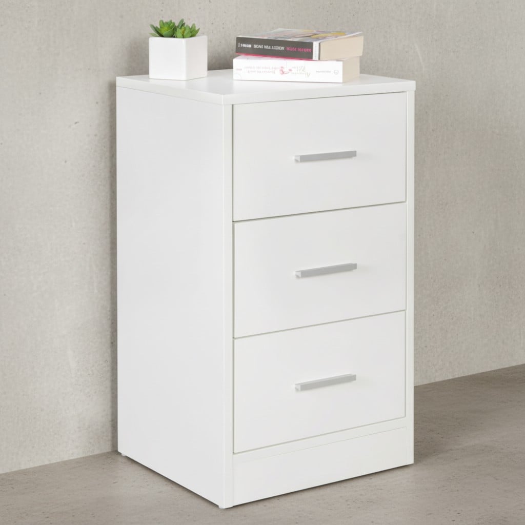 KADIMA DESIGN Moderner Nachtschrank: Holz, 3 Schubladen, in Schwarz/Wei&szlig;/Sonoma, melaminharzbeschichtet 