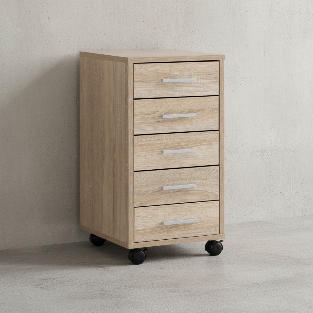 KADIMA DESIGN Schubladenschrank ITTER Holz: 5 Schubladen, Rollen, melaminharzbeschichtet