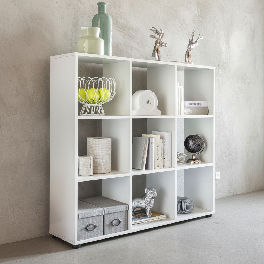 KADIMA DESIGN Modernes Bücherregal, 8 Fächer, kratzfeste Oberfläche, Raumteiler-Funktion.