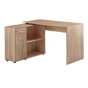 KADIMA DESIGN Schreibtisch mit Regal-Platte: Integriertes Regal, flexibel aufstellbar, Melaminharz-Beschichtung, Schublade/Tür – Sonoma, 120x106,5x75,5 cm 